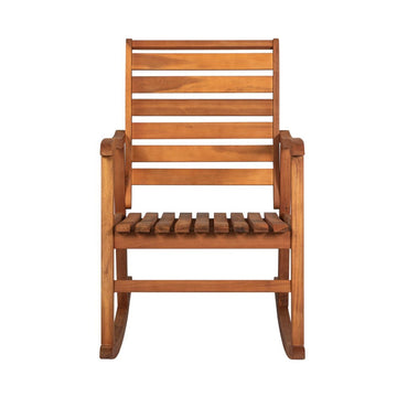 Carey Modern Slat-Back 300-Lbs Support Acacia Wood Patio Outdoor Rocking Chair - JONATHAN Y